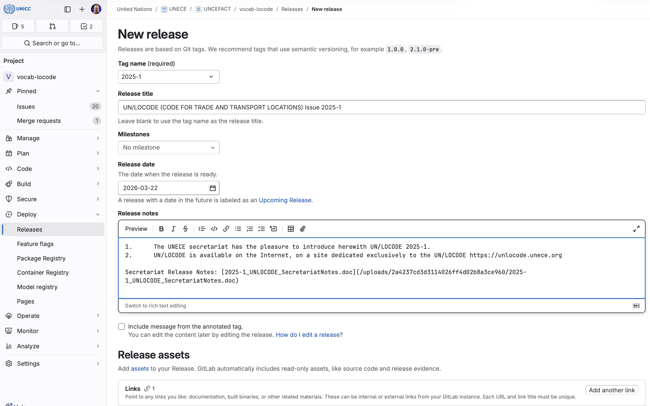 Release example